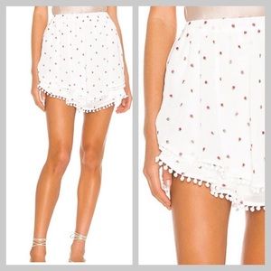 Majorelle Brea Mini Skirt in White Ditsy Pom Pom